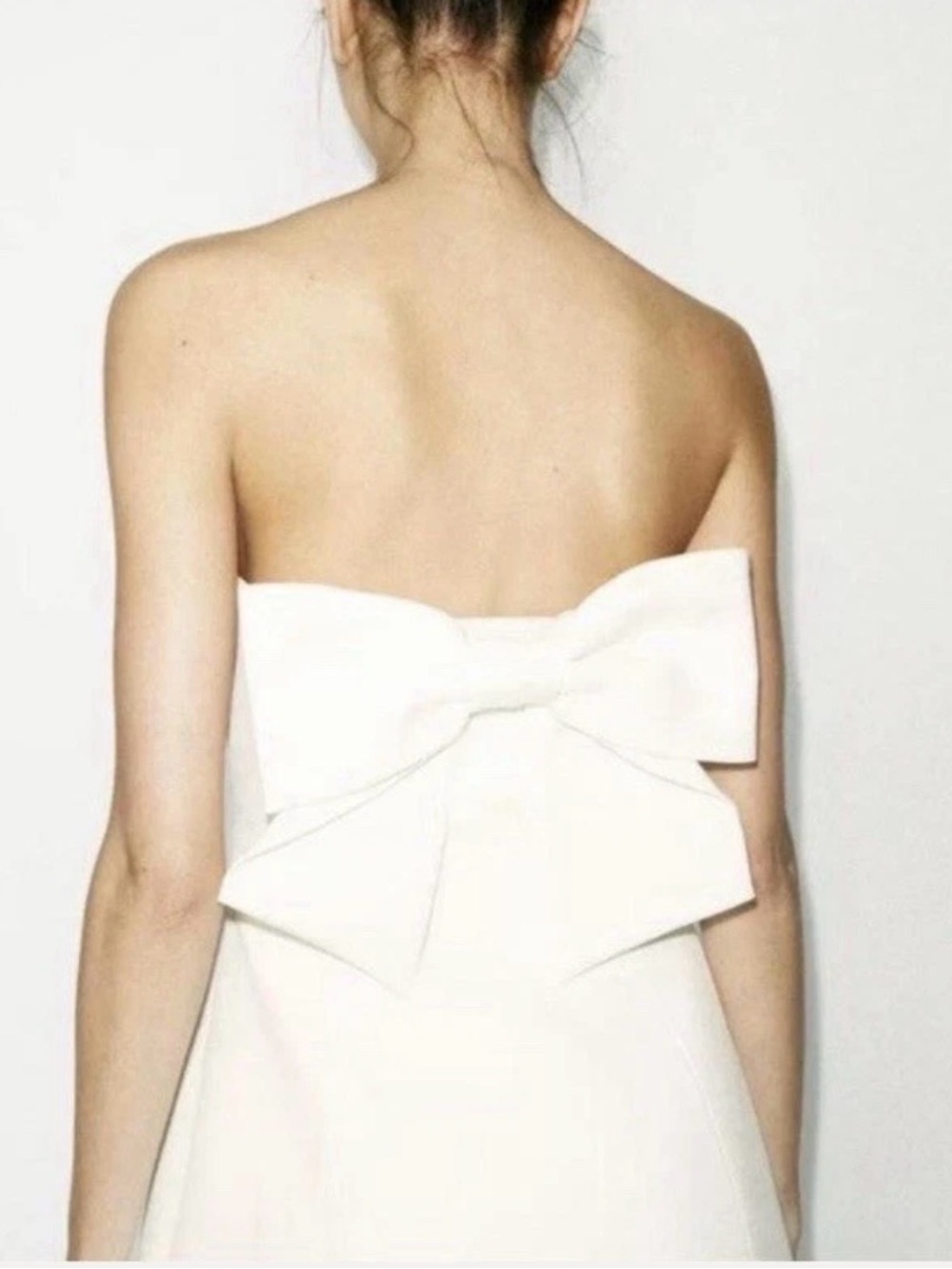 Zara NWT 3437/777 white bow strapless dress size S